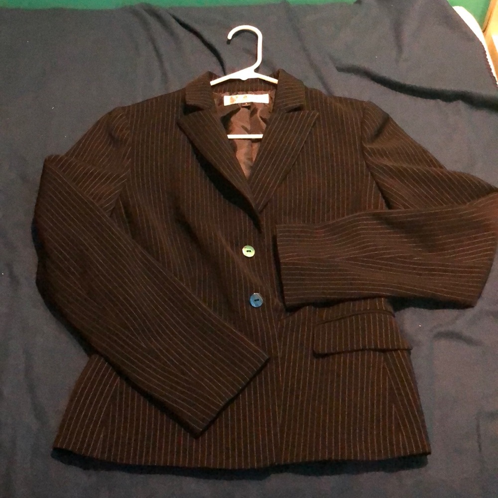 Blazer— black pinstripe